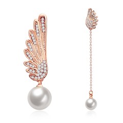 new women's earrings 18K tricolor round pearl earrings tassel earrings fashion party Valentine's Day gift jewelry