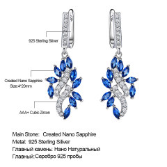 Elegant Blue Sapphire Drop Earrings for Women Genuine S925 Sterling Silver Dangle Earrings Gemstone September Gemstone Birthday Party Gift for Her