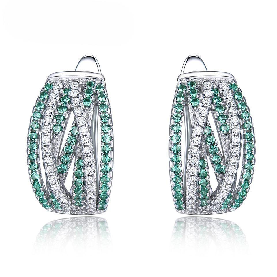 Wholesale Jewelry suppliers S925 Sterling Silver Hoop Earrigns Lab -grown Emerald Clip Classic Earrings For Party Wedding Gift Jewelry supply