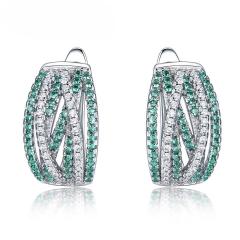 Wholesale Jewelry suppliers S925 Sterling Silver Hoop Earrigns Lab -grown Emerald Clip Classic Earrings For Party Wedding Gift Jewelry supply