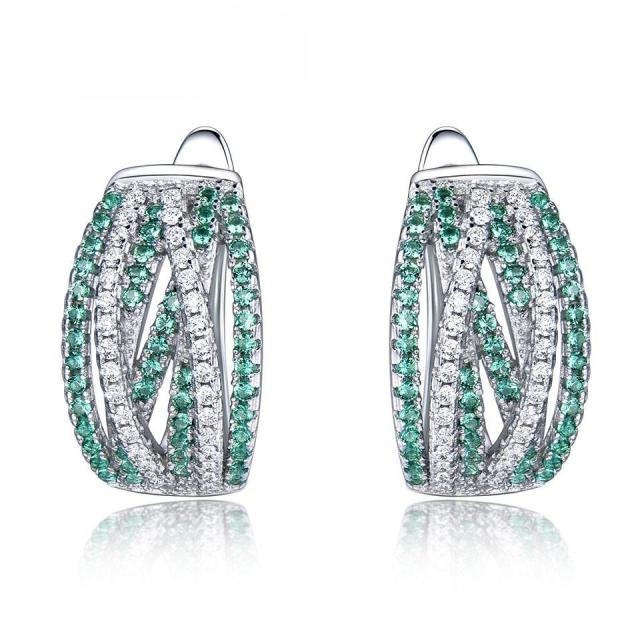 Wholesale Jewelry suppliers S925 Sterling Silver Hoop Earrigns Lab -grown Emerald Clip Classic Earrings For Party Wedding Gift Jewelry supply
