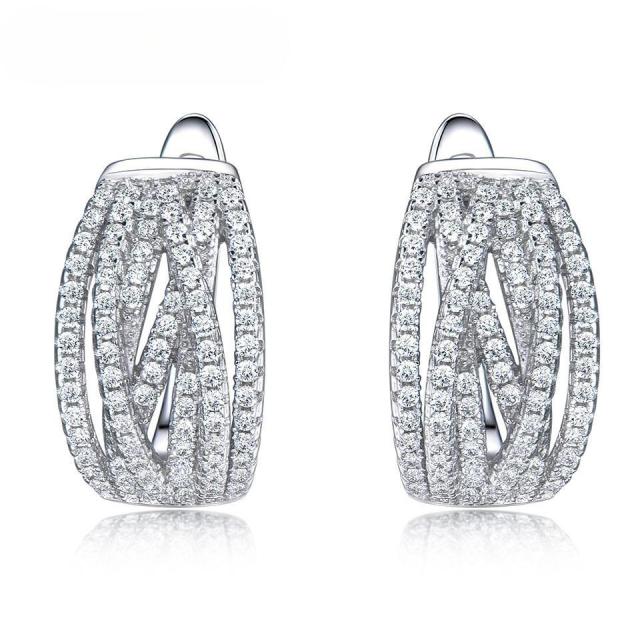 Wholesale Jewelry suppliers S925 Sterling Silver Hoop Earrigns Lab -grown Emerald Clip Classic Earrings For Party Wedding Gift Jewelry supply