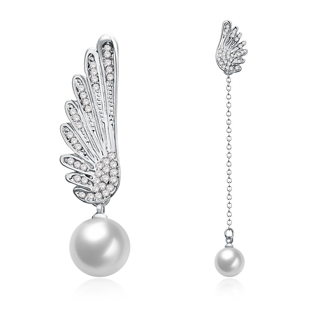 new women's earrings 18K tricolor round pearl earrings tassel earrings fashion party Valentine's Day gift jewelry