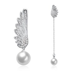 new women's earrings 18K tricolor round pearl earrings tassel earrings fashion party Valentine's Day gift jewelry