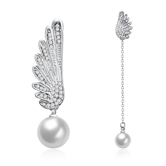 new women's earrings 18K tricolor round pearl earrings tassel earrings fashion party Valentine's Day gift jewelry