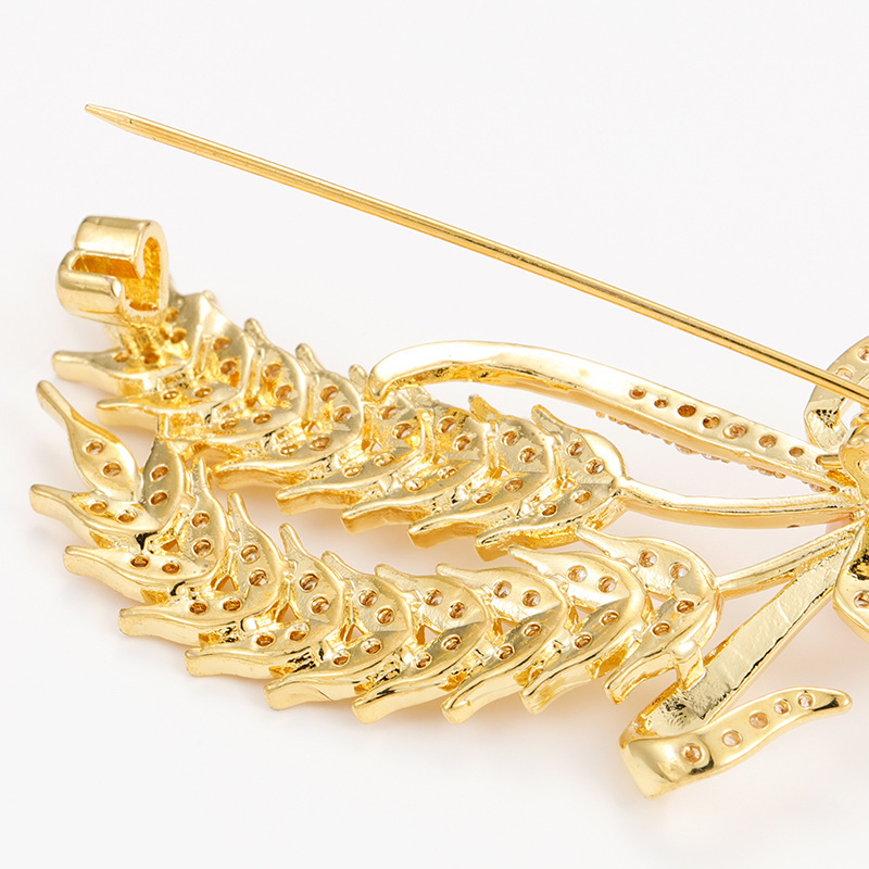 Luxury Rhinestone Wheat Ear Natural Pearl Brooch Collar Pins For Suit Shining Women Men's Party Brooches Jewelry