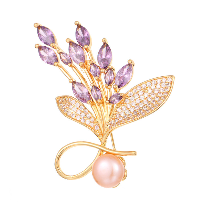 Luxury Rhinestone Flower Natural Pearl Cubic Zircon Stone Setting Brooch Collar Pins For Suit Shining Women Men's Party Brooches Jewelry