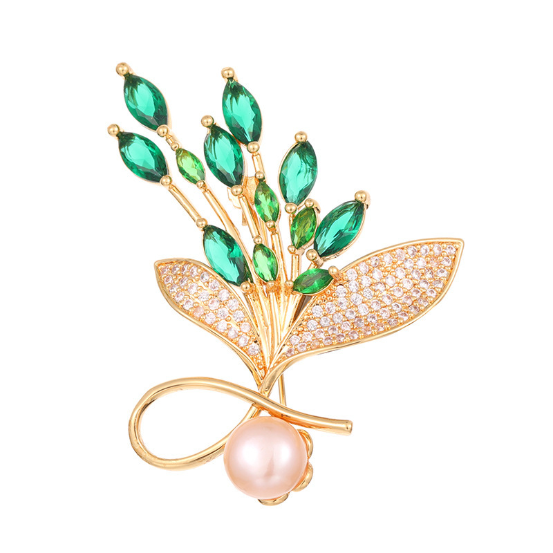 Luxury Rhinestone Flower Natural Pearl Cubic Zircon Stone Setting Brooch Collar Pins For Suit Shining Women Men's Party Brooches Jewelry