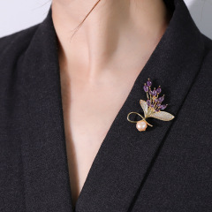 Luxury Rhinestone Flower Natural Pearl Cubic Zircon Stone Setting Brooch Collar Pins For Suit Shining Women Men's Party Brooches Jewelry