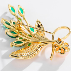 Luxury Rhinestone Flower Natural Pearl Cubic Zircon Stone Setting Brooch Collar Pins For Suit Shining Women Men's Party Brooches Jewelry