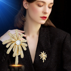 Celestial Spark Fireworks CZ Pave Setting Brooch 18K gold plated Collar Pins For Suit Shining Women Party Brooches With Meaningful Gift For Fashion