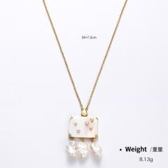 18K Gold Plated Shell Setting with Baroque Natural Pearls Exquisite Necklace Earrings Bracelet Jewelry Set Charm Ladies Girls Jewelry Fashion Accessory Set Cute Gifts