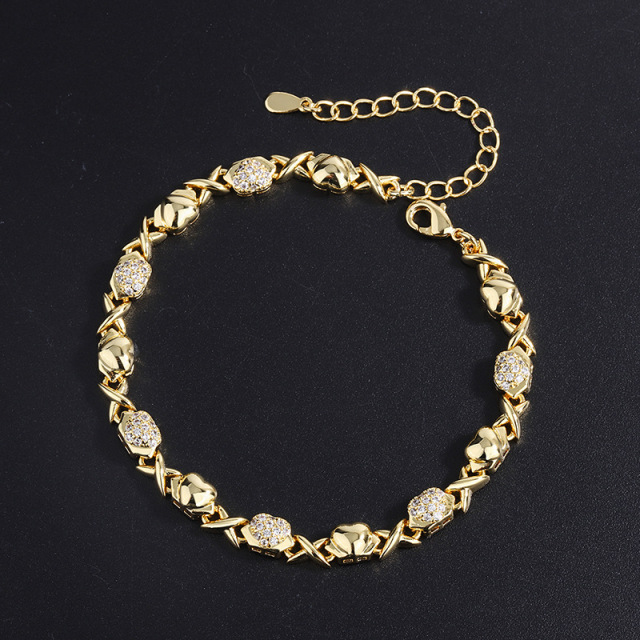 Elegant Luxury Gold Plated Cubic Zirconia Stone Pave Setting Exquisite Necklace Bracelet Jewelry Set Charm Ladies Girls Jewelry Fashion Accessory Set Gifts