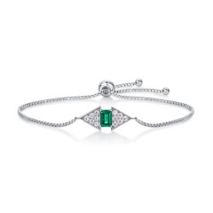 S925 Silver Lab Grown Emerald Stone Custom Elegant Bracelet Jewelry Adjustable Bracelets for WOMEN'S Gift Party