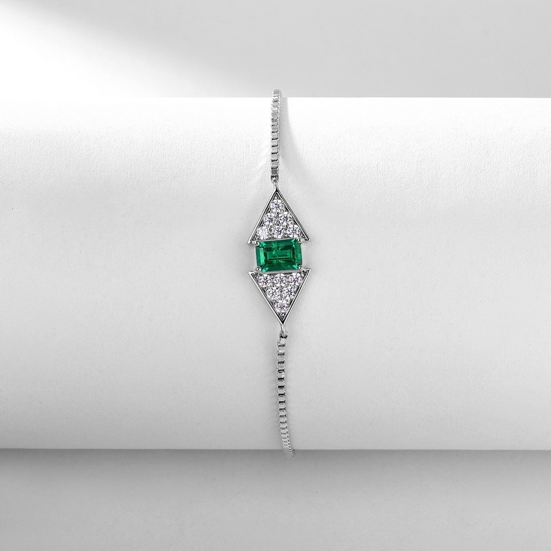 S925 Silver Lab Grown Emerald Stone Custom Elegant Bracelet Jewelry Adjustable Bracelets for WOMEN'S Gift Party
