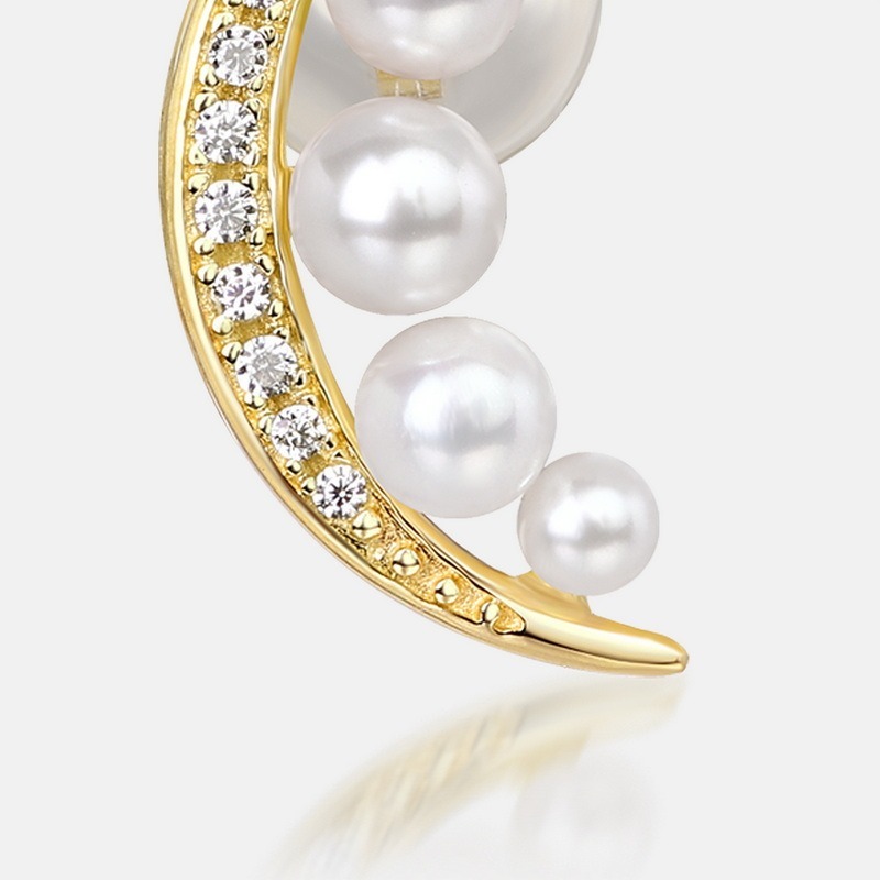 14K gold plated S925 silver Exquisite 3-6mm Natural Freshwater Pearl Needle Post Stud Pins Earrings for Women Engagement Wholesale