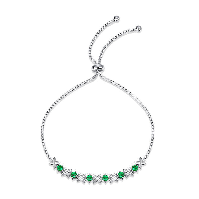 Luxury Adjustable Size 925 Sterling Silver Bracelet for Women Inlaid Emerald Gemstone Fashion Jewelry Bracelets Bangles Gift Jewelry