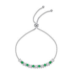 Luxury Adjustable Size 925 Sterling Silver Bracelet for Women Inlaid Emerald Gemstone Fashion Jewelry Bracelets Bangles Gift Jewelry
