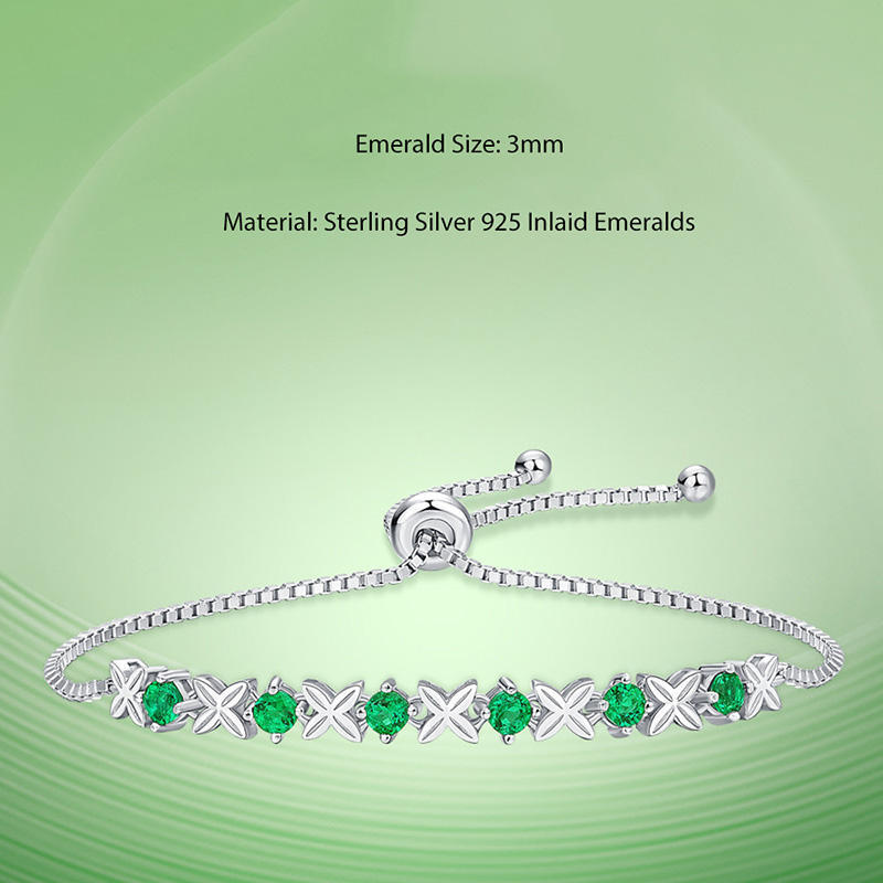 Luxury Adjustable Size 925 Sterling Silver Bracelet for Women Inlaid Emerald Gemstone Fashion Jewelry Bracelets Bangles Gift Jewelry