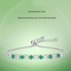 Luxury Adjustable Size 925 Sterling Silver Bracelet for Women Inlaid Emerald Gemstone Fashion Jewelry Bracelets Bangles Gift Jewelry