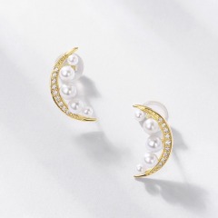 14K gold plated S925 silver Exquisite 3-6mm Natural Freshwater Pearl Needle Post Stud Pins Earrings for Women Engagement Wholesale