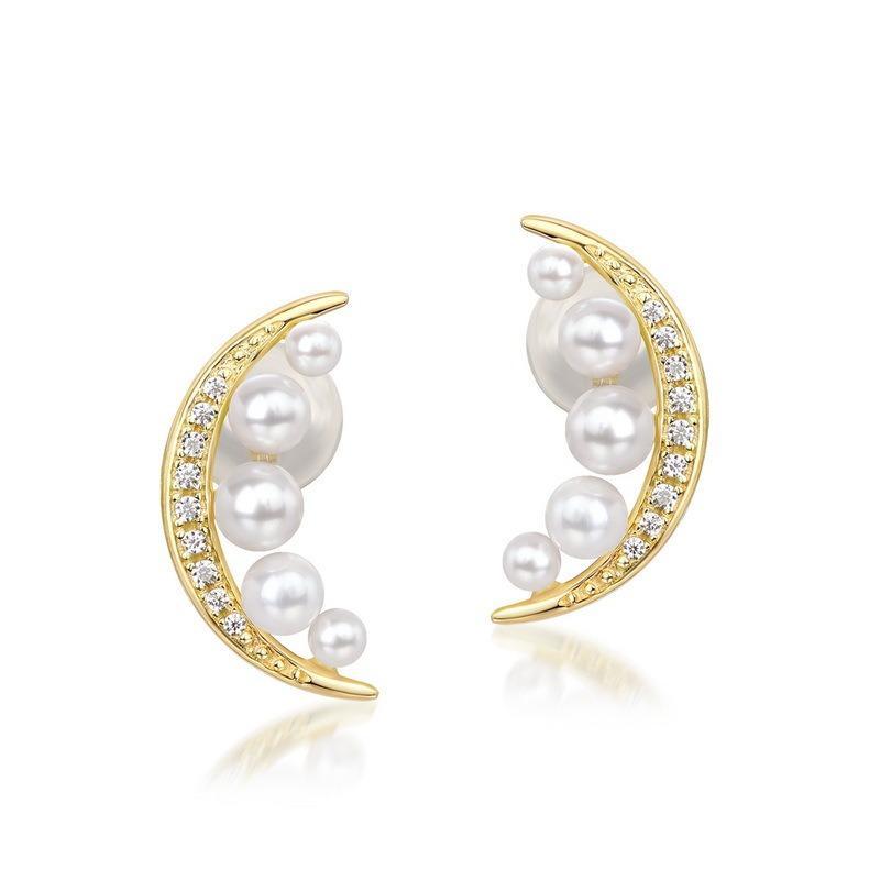 14K gold plated S925 silver Exquisite 3-6mm Natural Freshwater Pearl Needle Post Stud Pins Earrings for Women Engagement Wholesale