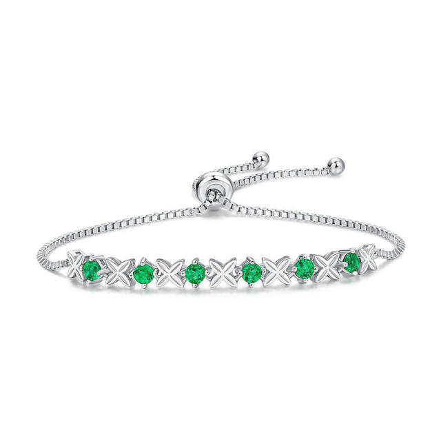 Luxury Adjustable Size 925 Sterling Silver Bracelet for Women Inlaid Emerald Gemstone Fashion Jewelry Bracelets Bangles Gift Jewelry