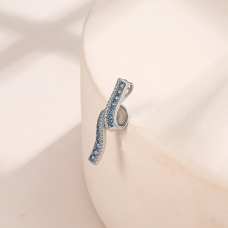 Latest Fine Jewelry S925 sterling silver Mobius strip unique design Simple Elegant White Gold Plated Real Blue CZ Pendant Necklace for Women