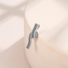 Latest Fine Jewelry S925 sterling silver Mobius strip unique design Simple Elegant White Gold Plated Real Blue CZ Pendant Necklace for Women