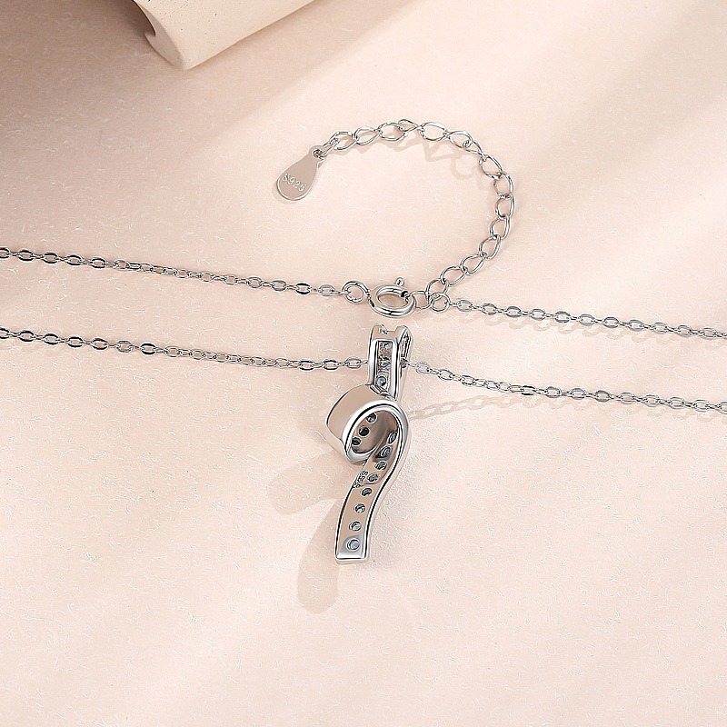 Latest Fine Jewelry S925 sterling silver Mobius strip unique design Simple Elegant White Gold Plated Real Blue CZ Pendant Necklace for Women