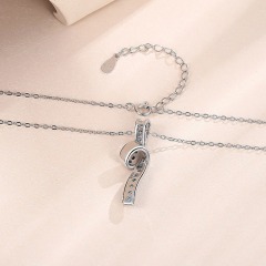 Latest Fine Jewelry S925 sterling silver Mobius strip unique design Simple Elegant White Gold Plated Real Blue CZ Pendant Necklace for Women