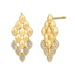 Elegant Geometric Cubic Zircon Elegant Luxury Style 925 Silver Matt Brushed Dangle Earrings Fashion Jewelry Tassel Wheat Drop Earrings for Women Gift