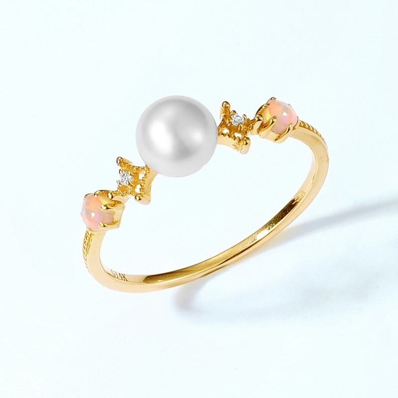 Classic 925 Sterling Silver Single Stone Natural Pearl Ring Fine Jewelry 18K Gold Plated CZ Diamond Dainty Pearl Ring