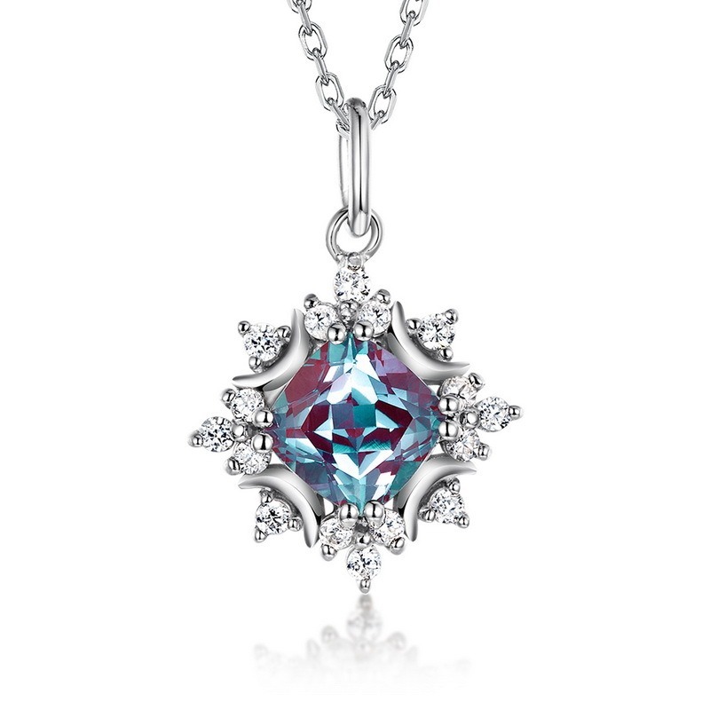 Luxury Cultivate Alexandrite Pendant Necklace for Women 925 Sterling Silver Fine Jewelry Custom Wholesale Dangle Drop Necklaces