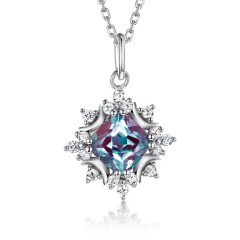 Luxury Cultivate Alexandrite Pendant Necklace for Women 925 Sterling Silver Fine Jewelry Custom Wholesale Dangle Drop Necklaces