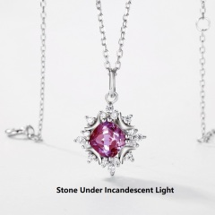 Luxury Cultivate Alexandrite Pendant Necklace for Women 925 Sterling Silver Fine Jewelry Custom Wholesale Dangle Drop Necklaces