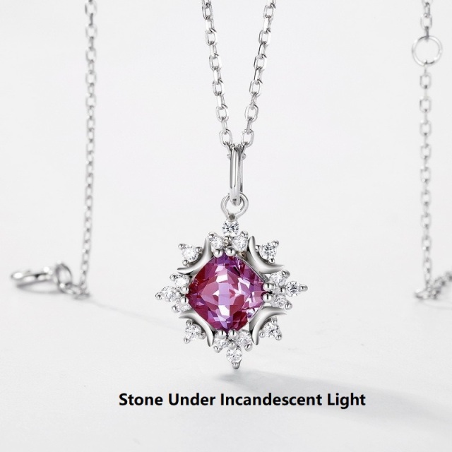 Luxury Cultivate Alexandrite Pendant Necklace for Women 925 Sterling Silver Fine Jewelry Custom Wholesale Dangle Drop Necklaces