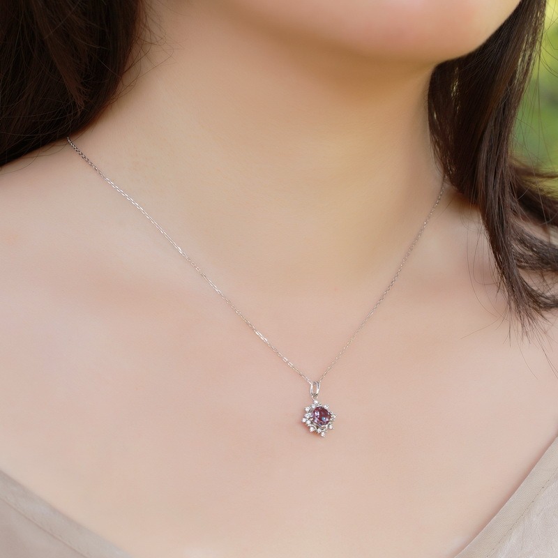 Luxury Cultivate Alexandrite Pendant Necklace for Women 925 Sterling Silver Fine Jewelry Custom Wholesale Dangle Drop Necklaces