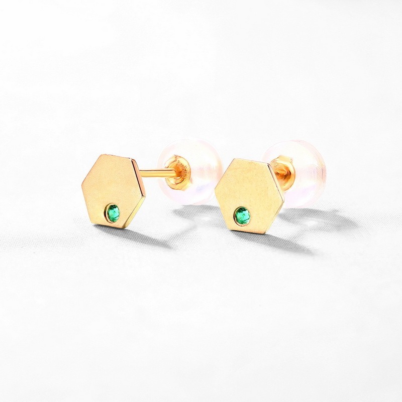 Brushed Wholesale Jewelry Suppliers Geometric Lab-grown Emerald S925 Silver 14K Gold Plated Stud Earrings Fine Jewelries with Gemstones For Women Gift
