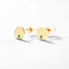 Brushed Wholesale Jewelry Suppliers Geometric Lab-grown Emerald S925 Silver 14K Gold Plated Stud Earrings Fine Jewelries with Gemstones For Women Gift