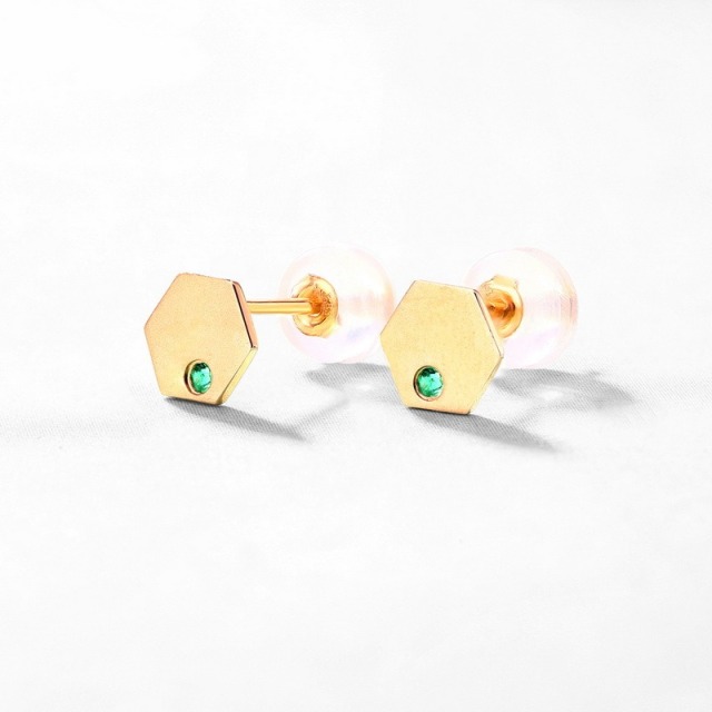 Brushed Wholesale Jewelry Suppliers Geometric Lab-grown Emerald S925 Silver 14K Gold Plated Stud Earrings Fine Jewelries with Gemstones For Women Gift