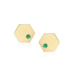 Brushed Wholesale Jewelry Suppliers Geometric Lab-grown Emerald S925 Silver 14K Gold Plated Stud Earrings Fine Jewelries with Gemstones For Women Gift