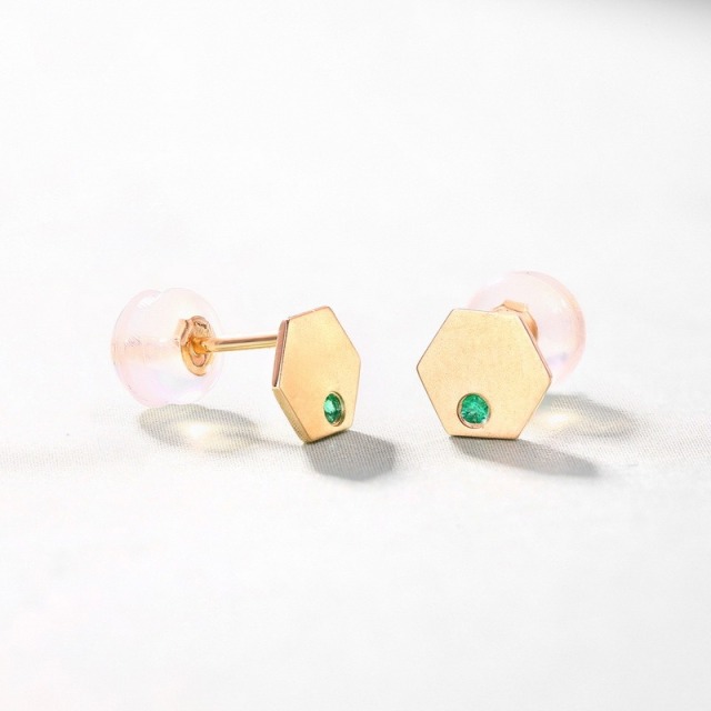 Brushed Wholesale Jewelry Suppliers Geometric Lab-grown Emerald S925 Silver 14K Gold Plated Stud Earrings Fine Jewelries with Gemstones For Women Gift
