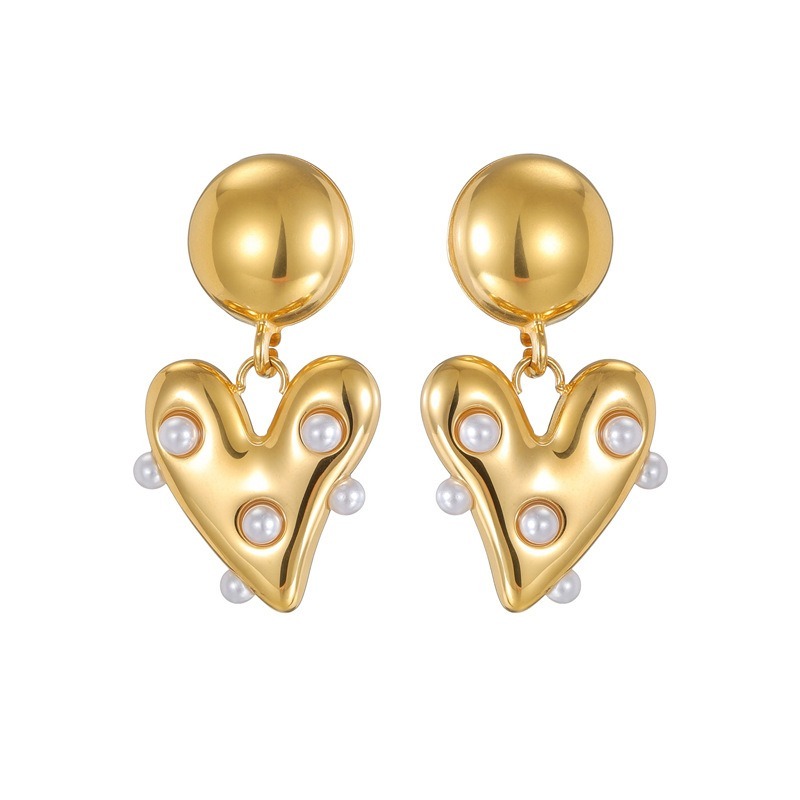 Custom PVD 18K Gold 316L Stainless Steel Vintage Pearl Chunky Statement Dangle Earrings Hypoallergenic Fashion Accessories Fashion Jewelry Gifts for Women
