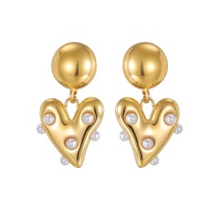 Custom PVD 18K Gold 316L Stainless Steel Vintage Pearl Chunky Statement Dangle Earrings Hypoallergenic Fashion Accessories Fashion Jewelry Gifts for Women