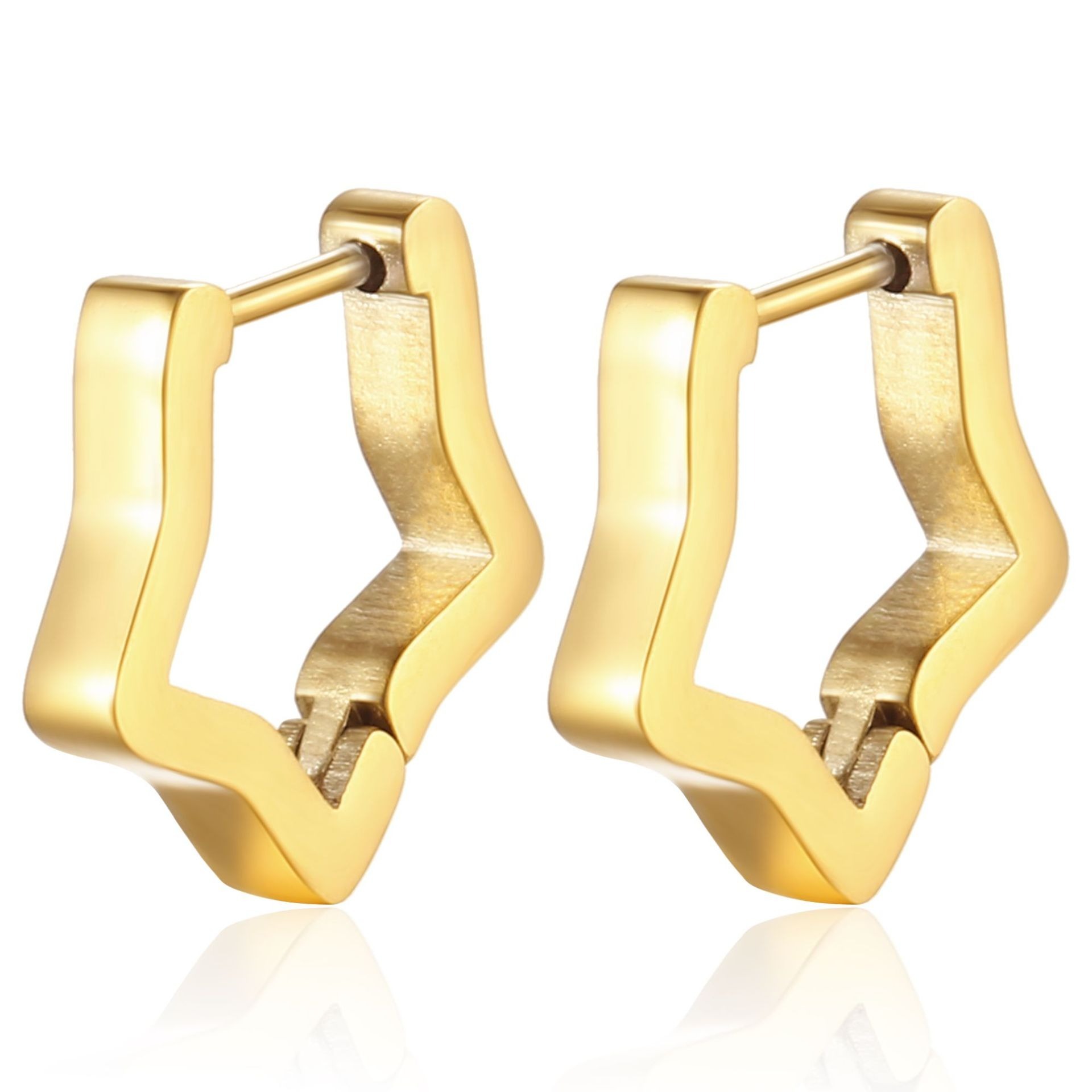 Wholesale jewelry supplier Customized PVD gold plated Geometric 316L Stainless Steel Hoop Earrings