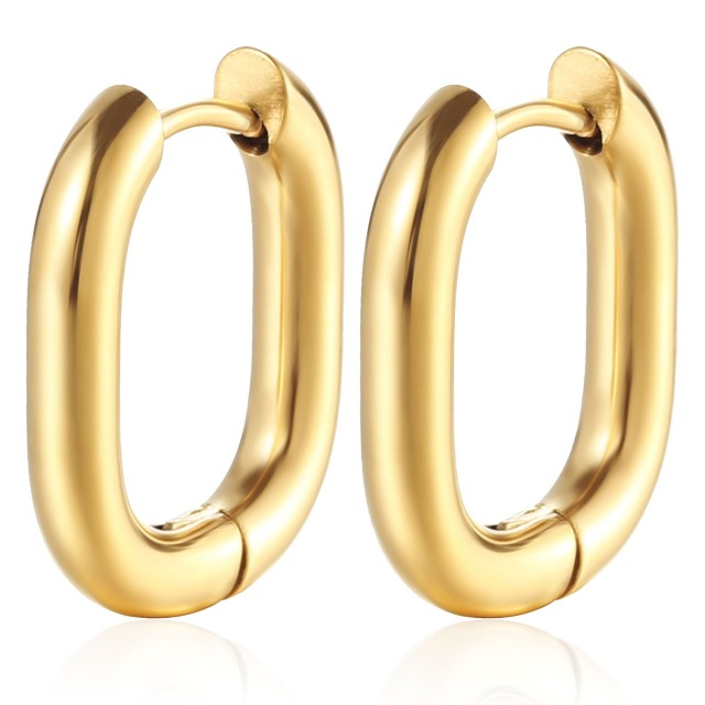 Wholesale jewelry supplier Customized PVD gold plated Geometric 316L Stainless Steel Hoop Earrings