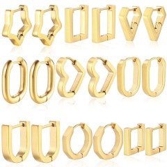 Wholesale jewelry supplier Customized PVD gold plated Geometric 316L Stainless Steel Hoop Earrings