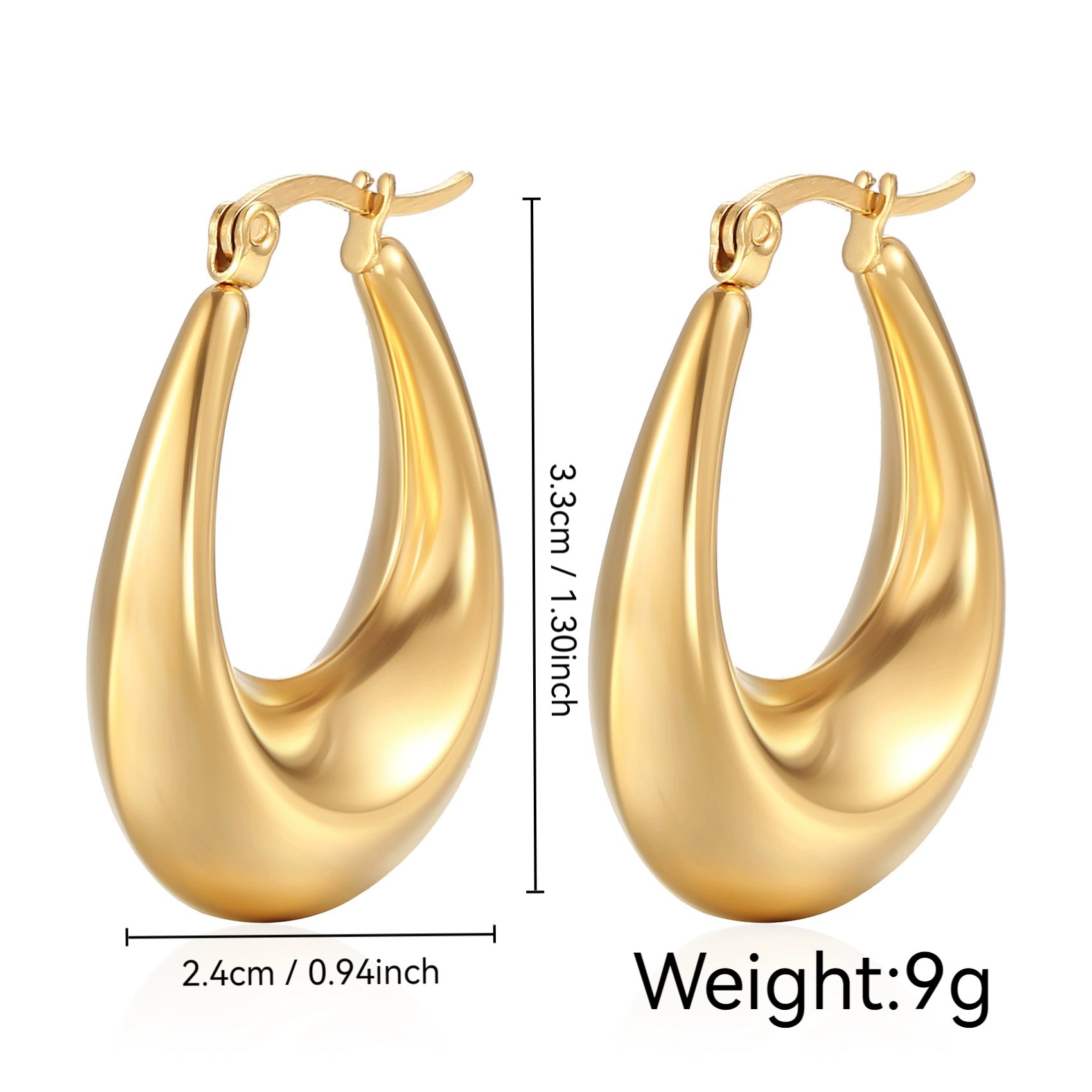 Geometric Hollow Earrings in 316L Surgical Steel | Vacuum Plated, Hypoallergenic & Lightweight Modern Jewelry | Multiple Shapes Available