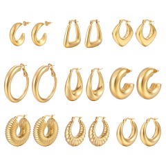 Geometric Hollow Earrings in 316L Surgical Steel | Vacuum Plated, Hypoallergenic & Lightweight Modern Jewelry | Multiple Shapes Available